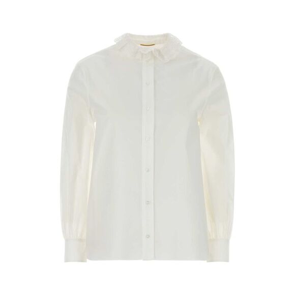 Saint Laurent Women White Poplin Shirt